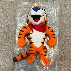 Vintage Plush Tiger Toy with Red Bandana